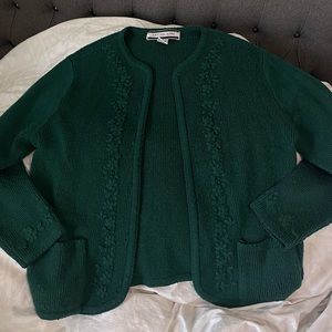 vintage forest green cardigan